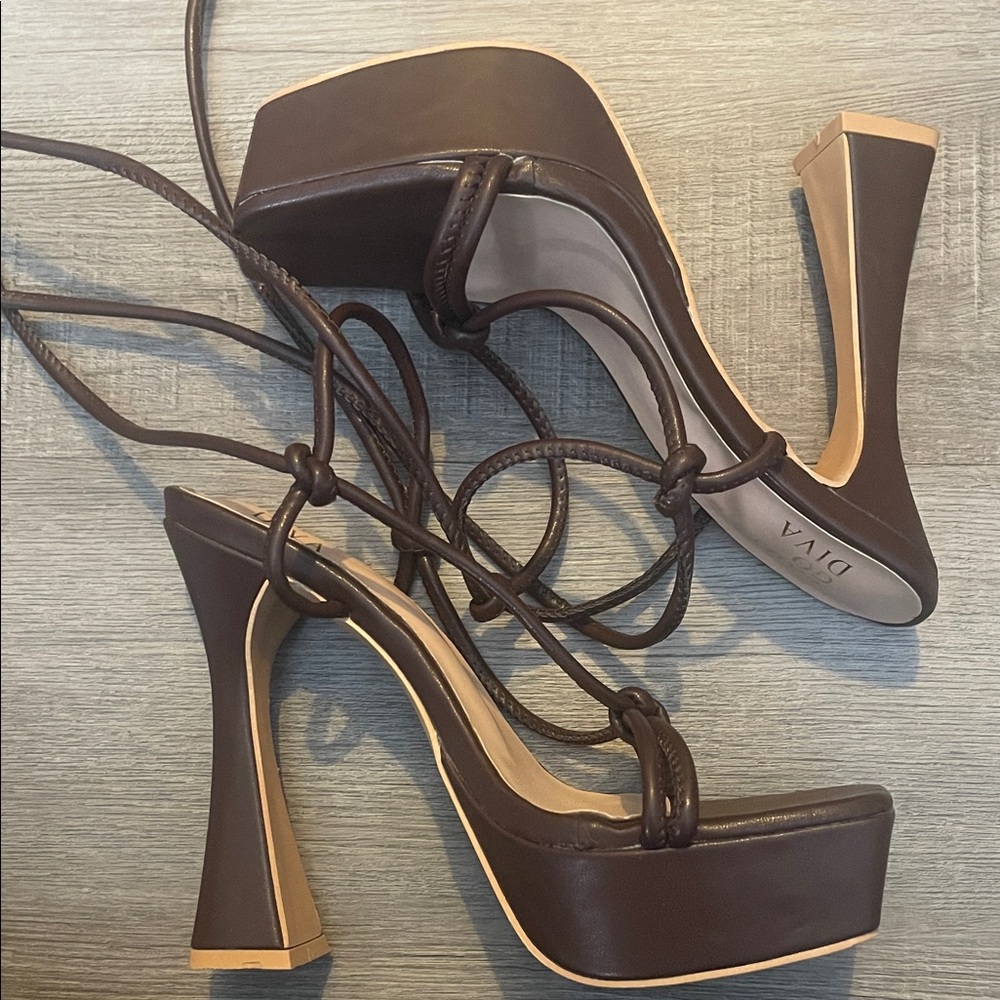 Diva Dark Brown Strappy Heels